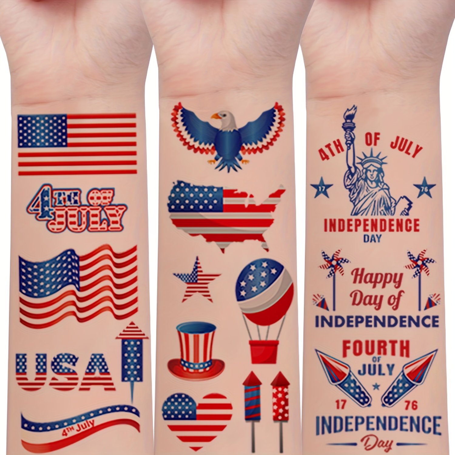 10 sheets 58 patterns american   celebration   temporary tattoo stickers waterproof and realistic   body face arm art temporary makeup   tattoo stickers suitable for july 4th   celebration party