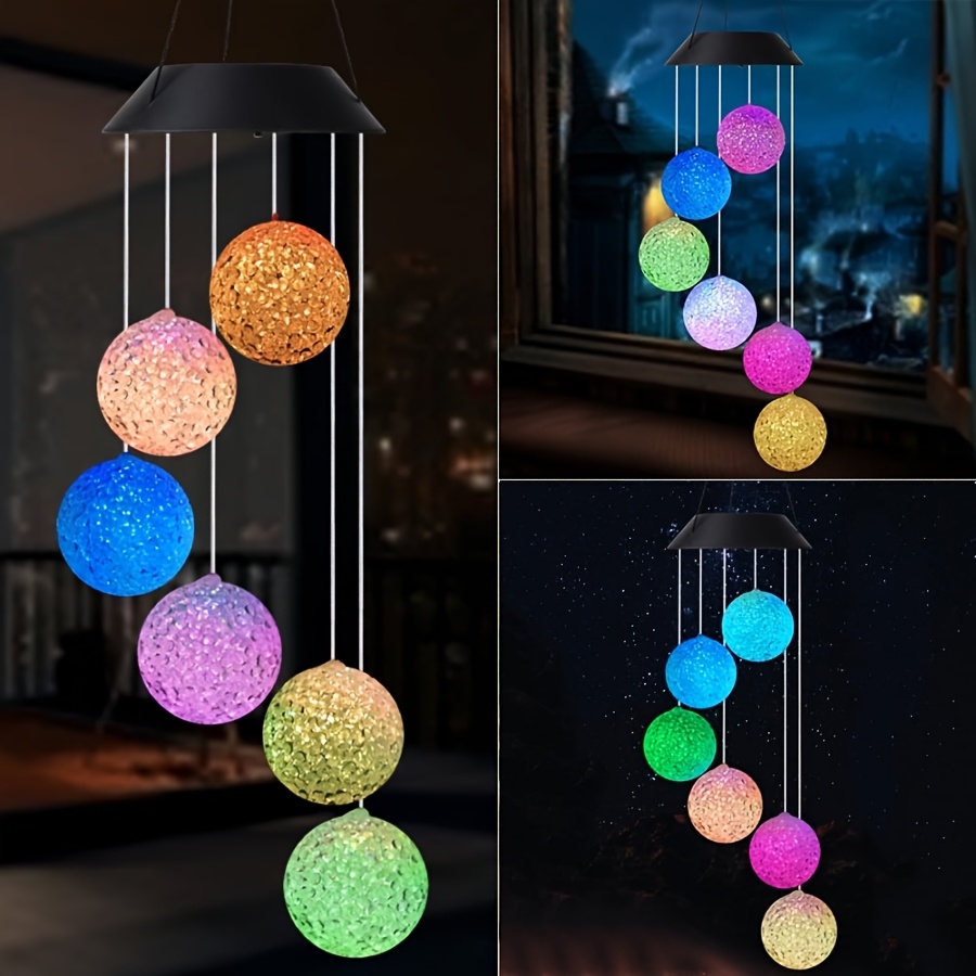 TEMU Solar-powered Wind Chimes, Color-changing Ball Wind Chimes, Led Decorative Mobile Phones, Gifts For Mom And Grandma, Gardens, , Parties,