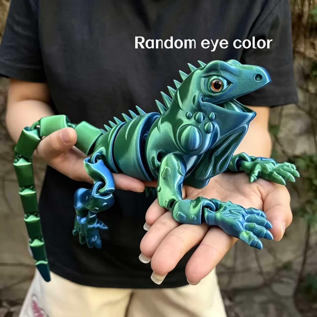 TEMU 3d Printed Lizard Large Size 36cm/dinosaur Statue, Random Color Reptile Enthusiast And Creative Gift - Flexible Joints And Realistic Pose
