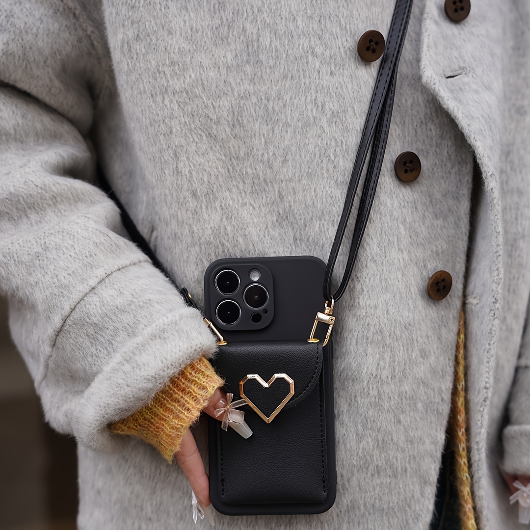 TEMU para teléfono: Bolsa tipo tarjetero con cordón colgante Love, compatible con Apple 15/16 Pro Max, para iPhone 12, 11 y 14 para mujer, , , Cromax