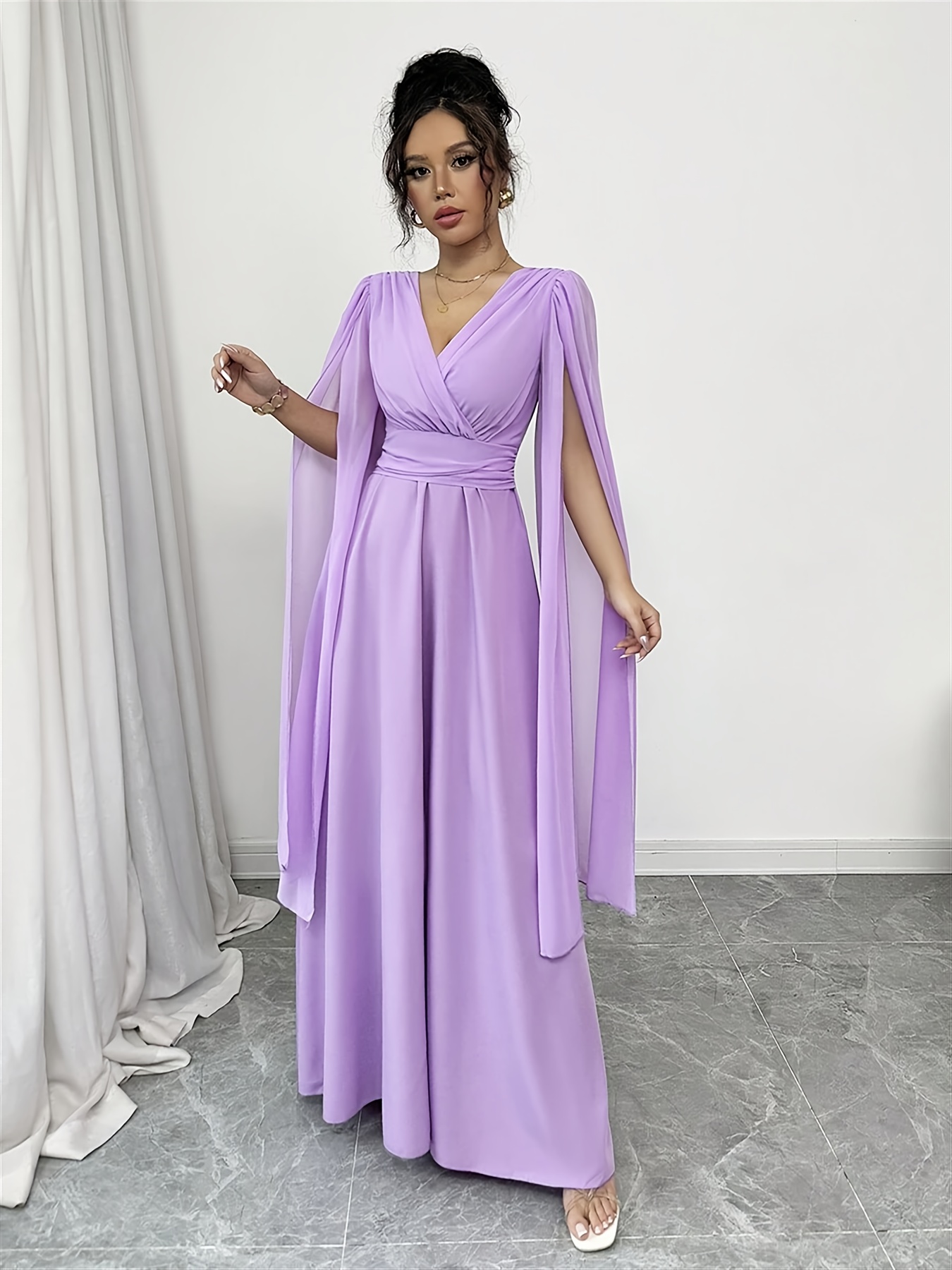 open lace back dress Trendy, Chic Women's Clothing Boutique Lavish Lavender Dress for Women, Mauve Color, 90% Nylon, 10% Spandex Fabric Lane 201 main image 1