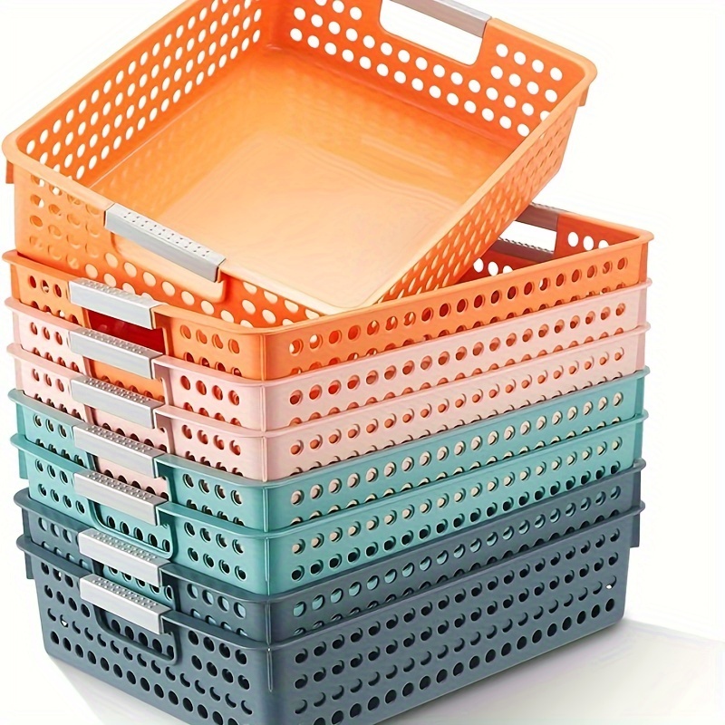 

8 Pack Household Trays 14" X 10", Can Hold A4 Paper Daily Items Crafts Colorful Trays Classroom Storage Basket Also Suitable For Library, Office, Kitchen, Bathroom, Bedroom (bright Colors)