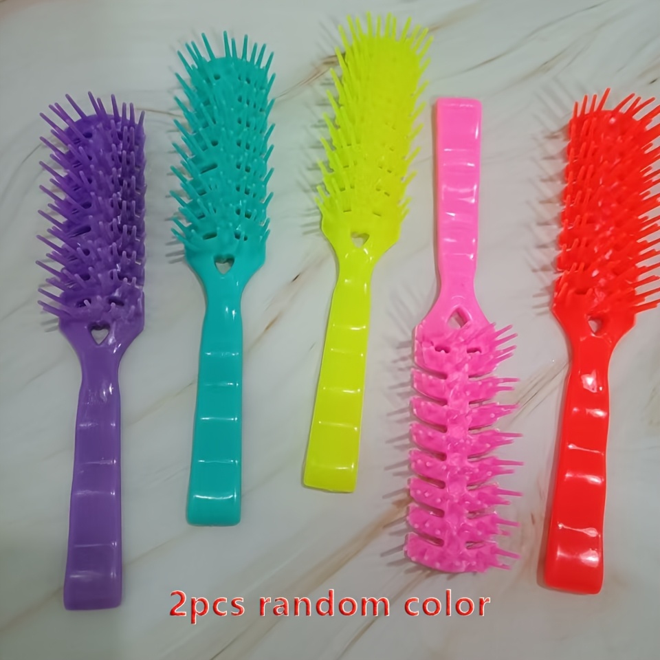 TEMU 2 Random Color Scalp Massage Vent Brushes, Curling Comb, Detangling Hairstyle Styling Tool, Suitable For All Hair Types, Men And Women Universal