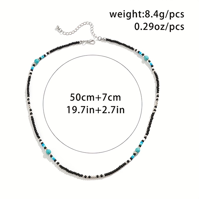 Men's Bohemian Beaded Necklace with Turquoise Stone Accents