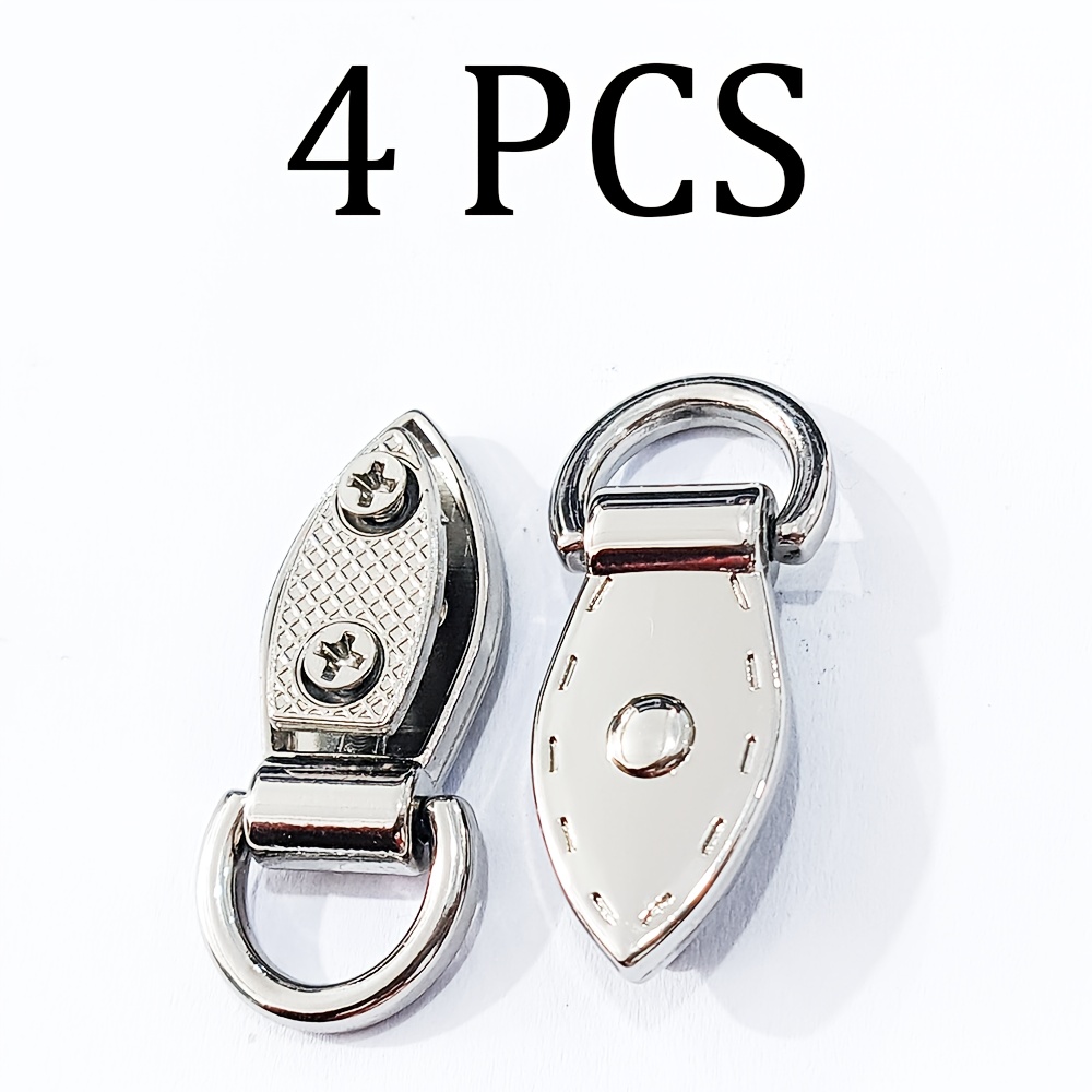 E-shop 4 vergrößerte Seitentaschenhaken aus Zinklegierung mit D-Ringen, elegante Handtaschenriemenverbindungen, Seitentaschenträger mit Schrauben,