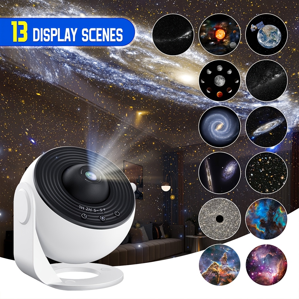 

Projector, 13 In 1 Planetarium Star Projector Realistic Night Light With Solar System Constellation Moon For Ceiling Home Theater Living Room Decor, 360° Rotating Nebula Projector Lamp