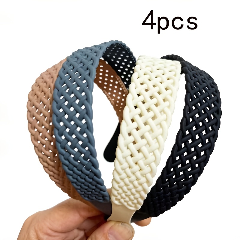TEMU 4pcs Hair Bands, Unisex Easy Hollow Breathable Wide-edge Headband With Teeth For Anti-slip, Lightweight And Comfortable. Suitable For Daily ,