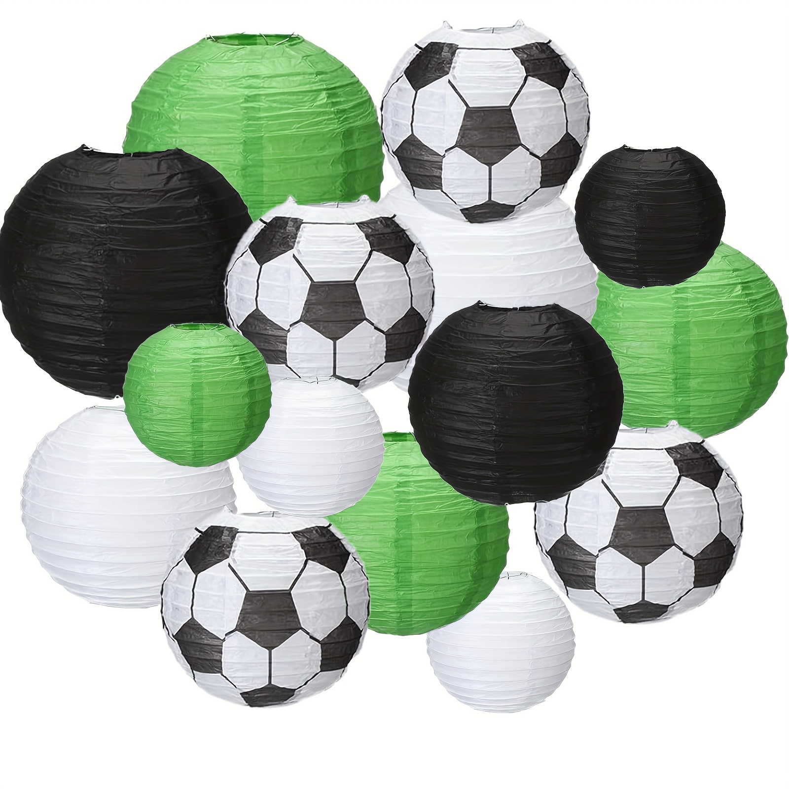 15pcs football theme paper lantern set 6 inch 8 inch 10 inch