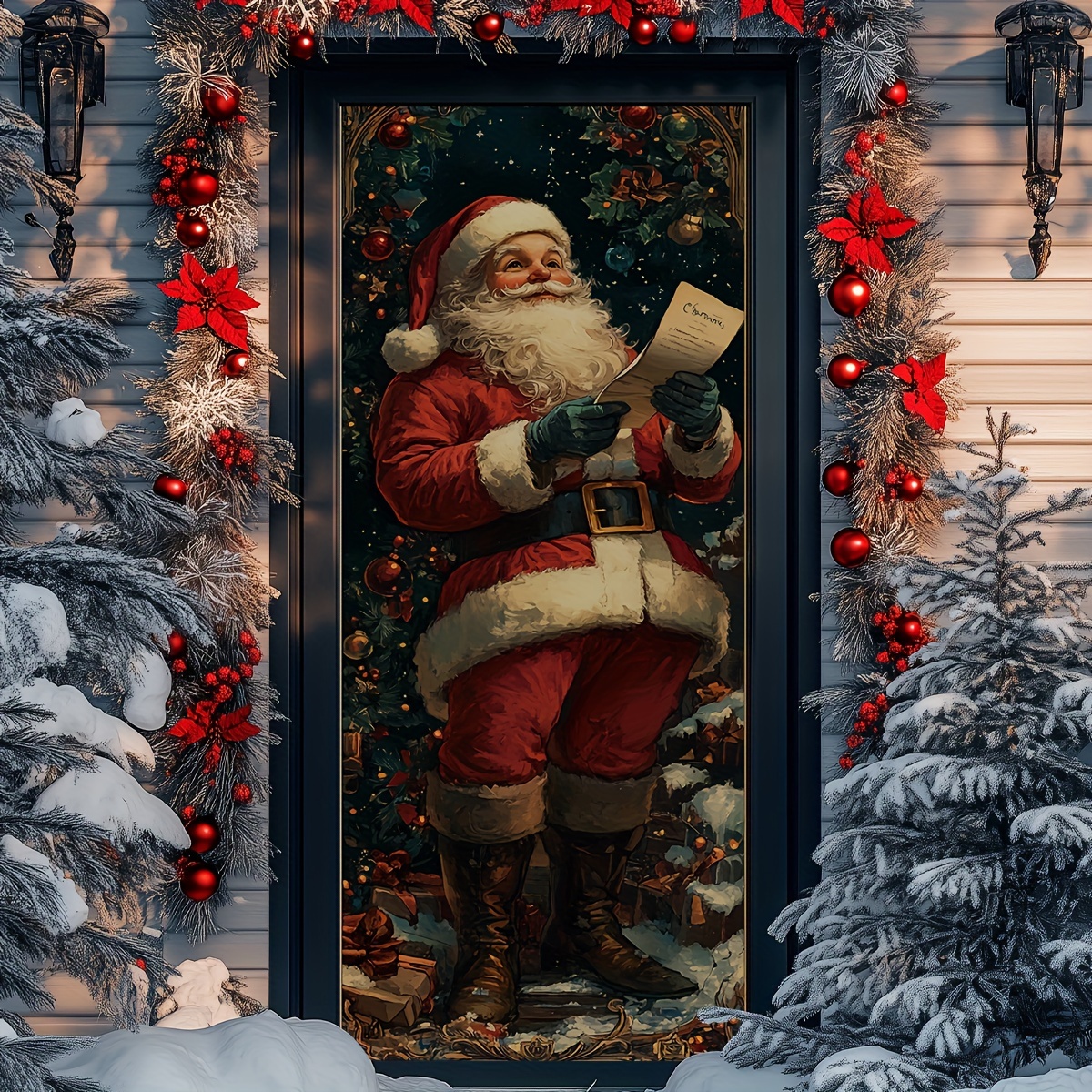 

Supsticker Santa Claus 2pcs Door & Wall Decal Set - Self-adhesive, Waterproof Pvc Stickers For Christmas Home Decor In Bedroom, Living Room, Office - Easy , Matte , 78.74x15.16 Inches