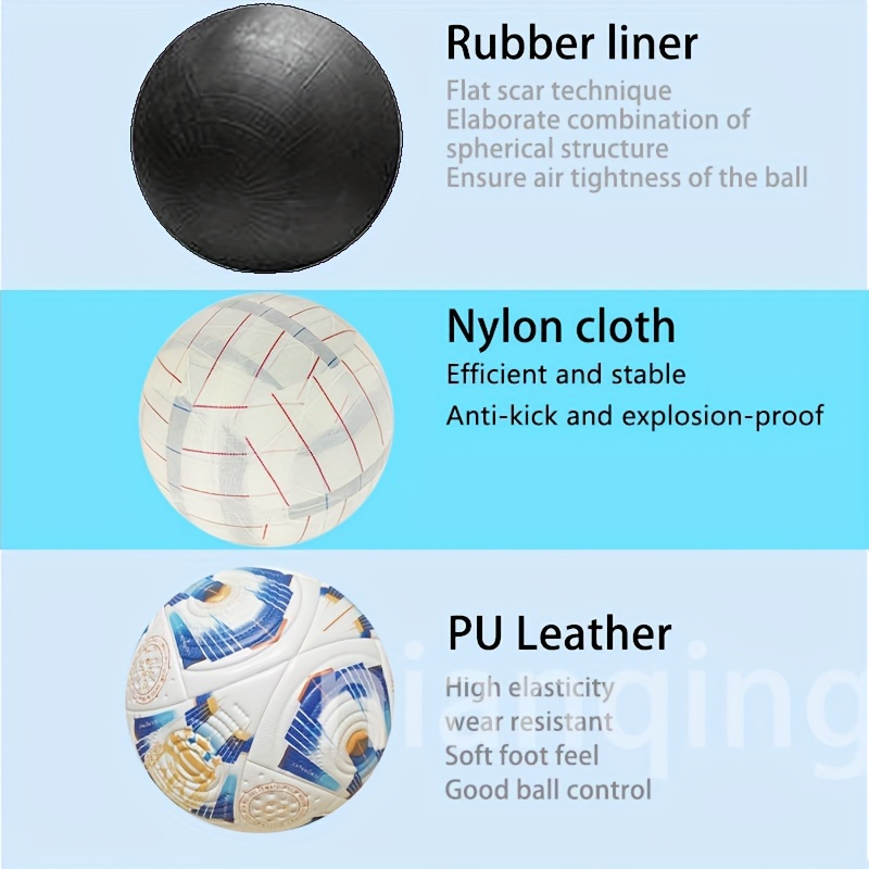 high quality size 5 soccer ball durable   leather seamless heat bonding high   wear resistant anti slip   proof ideal for professional training competitive play for adults teens blue with   accents Product details 3