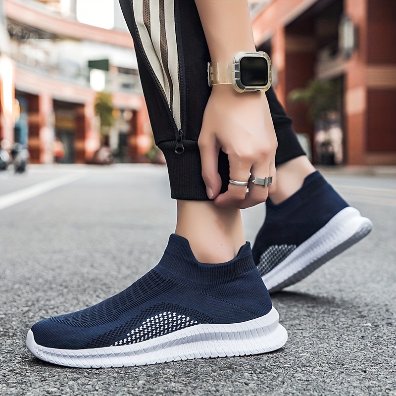 1 Pair Men's Breathable Casual Sneakers, All-Season Slip-On Footwear with EVA Sole and Fabric Insole for Hiking & Everyday Use