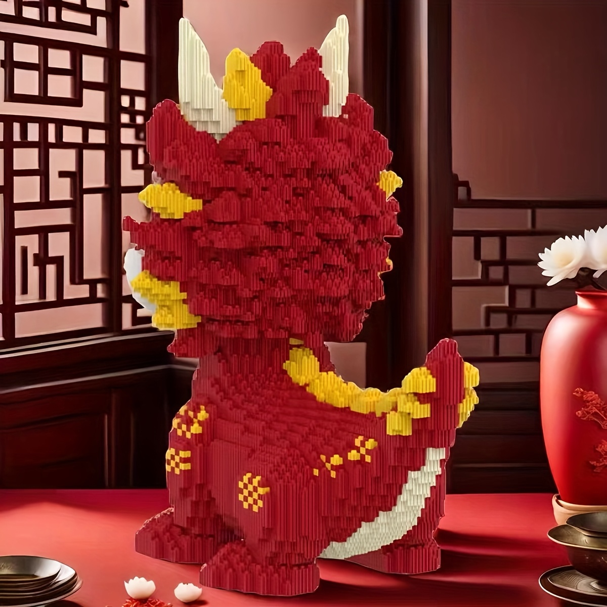 1050pcs Flame Dragon Assembly Block Model Set