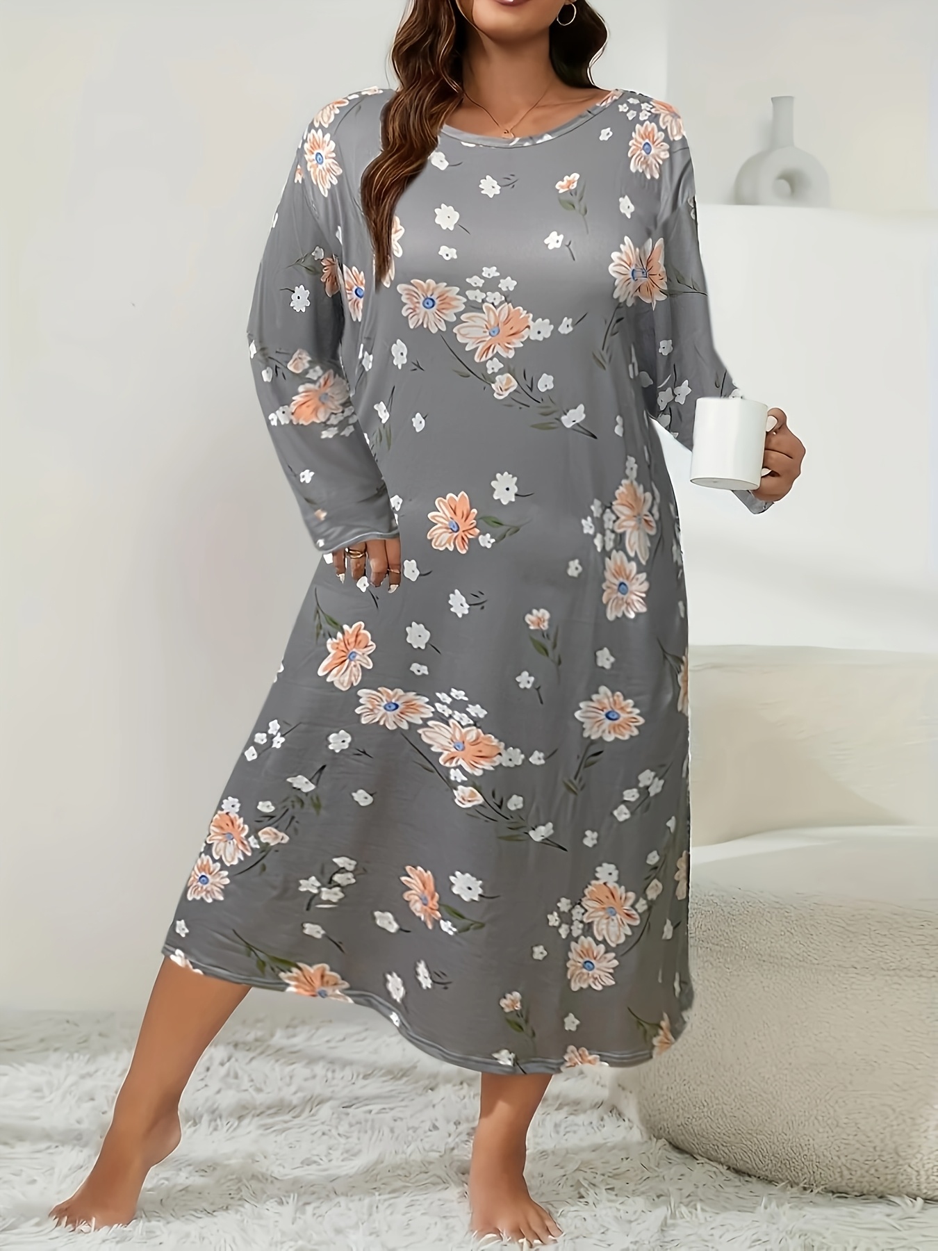 white christmas dresses Plus Size Comfy House Dress Pink / 6XL by Sleepy Bungalow main image 1