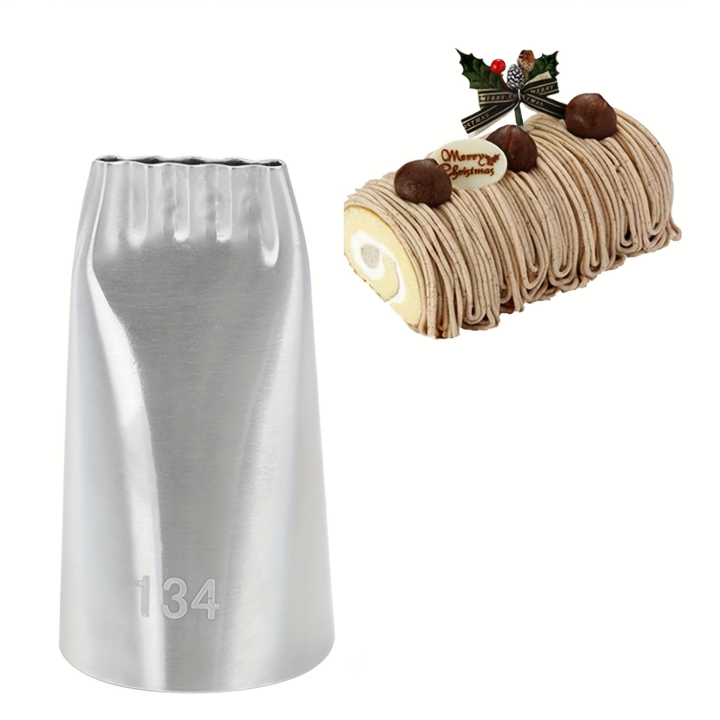 A Baking Tool For Decorating Desserts And Cakes, Featuring A Stainless Steel Piping Nozzle With 5 Holes For Use