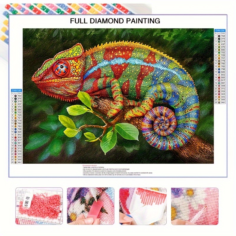 

Chameleon Diamond Painting Kit For Adults Beginners, 5d Full Round Diamond Art Craft Canvas, Animal Theme Mosaic Wall Decor, Diy Bedroom Living Room Gift Without Frame (40x50cm/15.7x19.7in)
