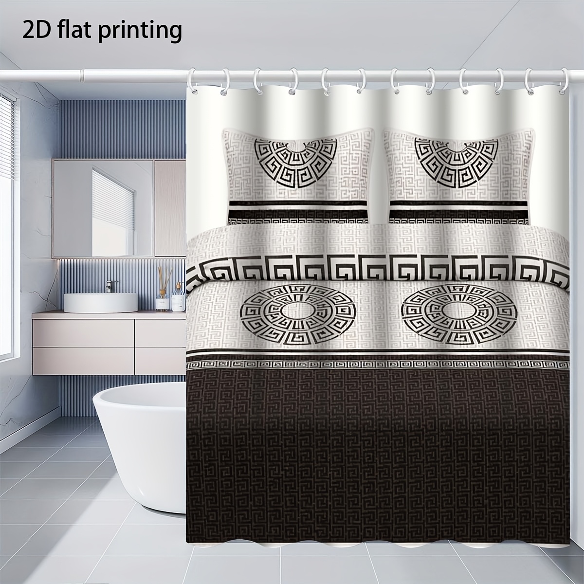4pcs Nordic Style Shower Curtain Set with Bath Mat & U-Shaped Rug