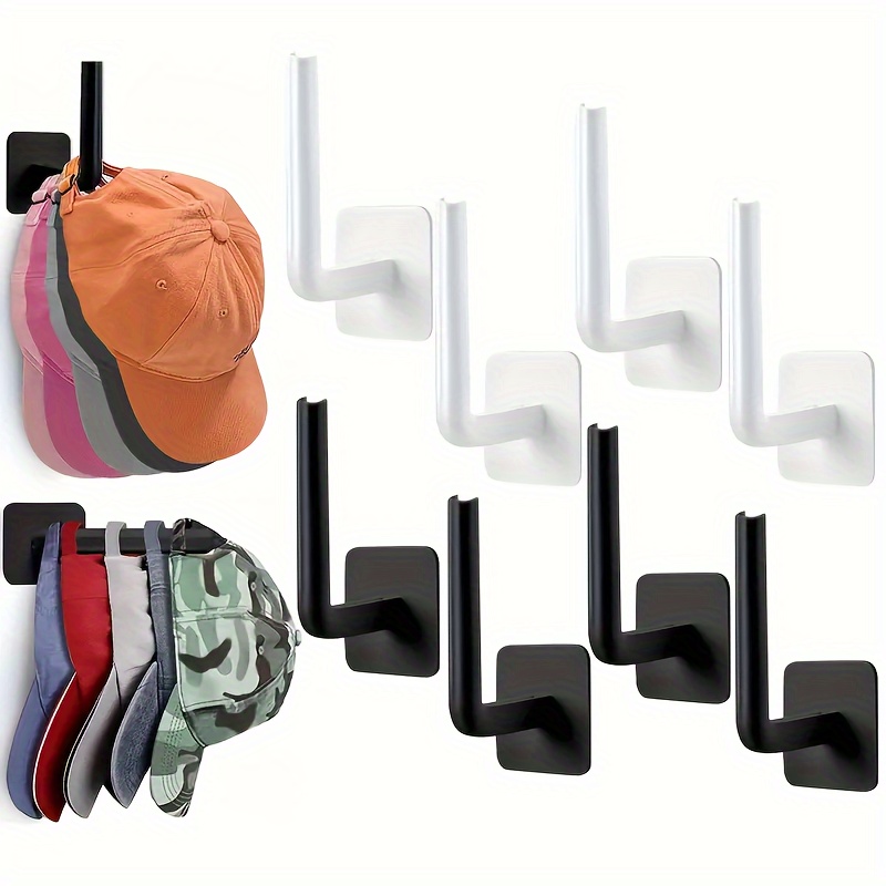 

8/4 Pieces Self-adhesive Hat And Towel Storage Hooks - Space Saving Organizer For Entryway, Bathroom, Bedroom - Hole-free And Multi-functional Household Hooks