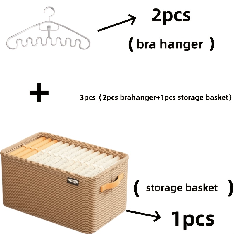 TEMU 3pcs (1pc Organisateur de Garde-Robe Multifonctionnel, Tiroir, Panier de Rangement Pliable et 2pcs Cintres à Sous-Vêtements), Convient pour