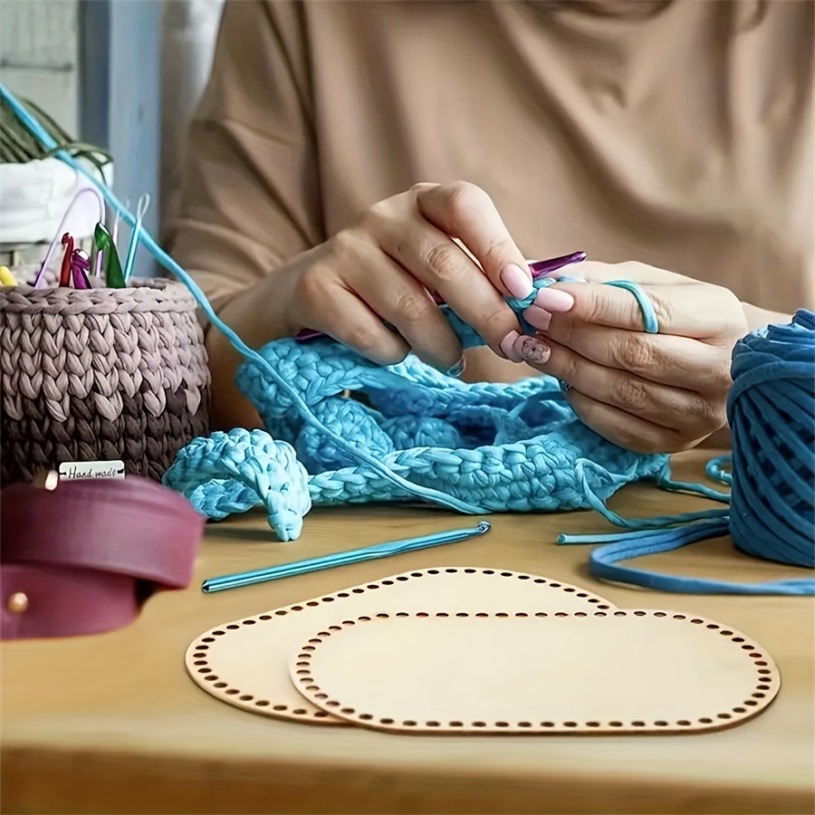 5 Tailles Fond De Panier En Bois Naturel, Panier Au Crochet En Bois, Panier Au Crochet Solide Vide Rond, Pour Fournitures De Tissage De Panier De Sac à Main De Bricolage