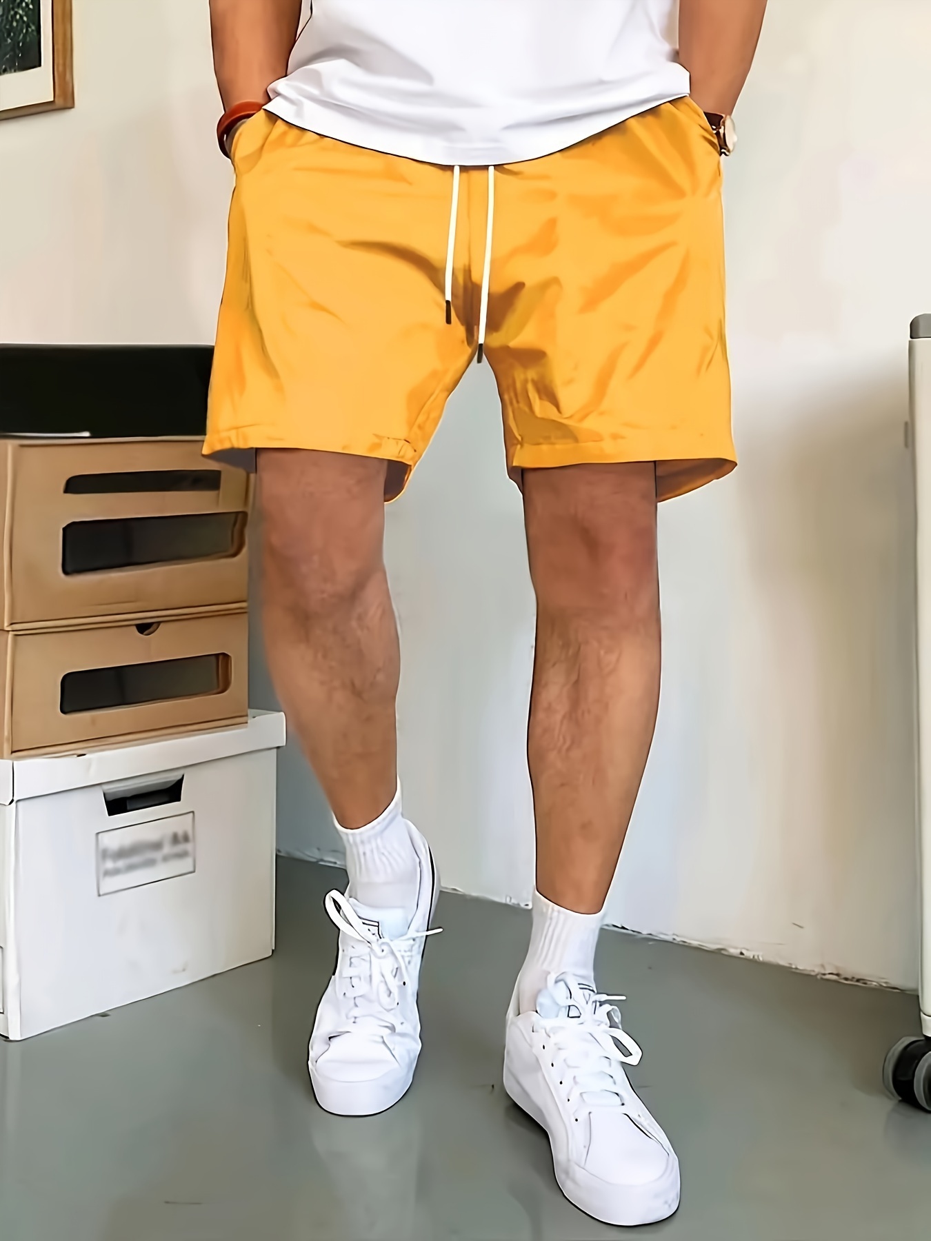 Men's Solid Shorts, Comfy Casual Fashion Shorts For Outdoor Sports