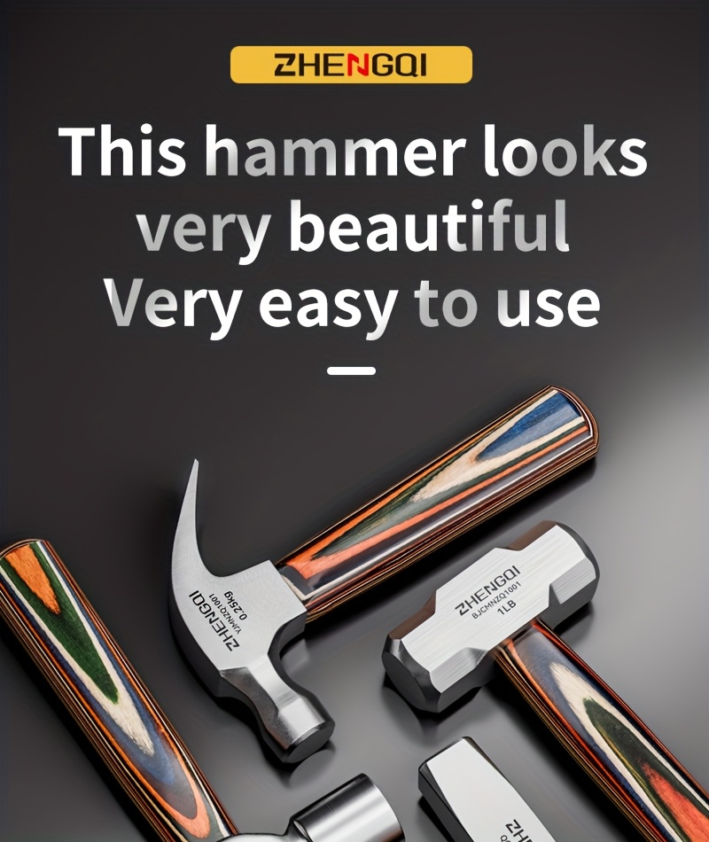 Non-Fading Wooden Handle Hand Hammer Horn Hammer Carpenter'S Hammer Octagonal Hammer Mini Hammer Non-Fading Colored Wooden Handle Hammer, Laminated Process Wooden Handle Non-Fading for Home Work Convenient to Carry Hand Hammer Outdoor Hammer
