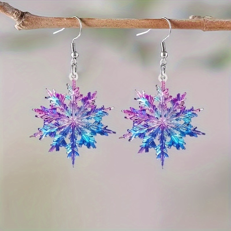 

Christmas Snowflake Drop Earrings For Women, Acrylic Fashion Dangle Earrings, Elegant Multicolor Design, Perfect For Party, , Christmas, Valentine's Day, Anniversary, Birthday Gift