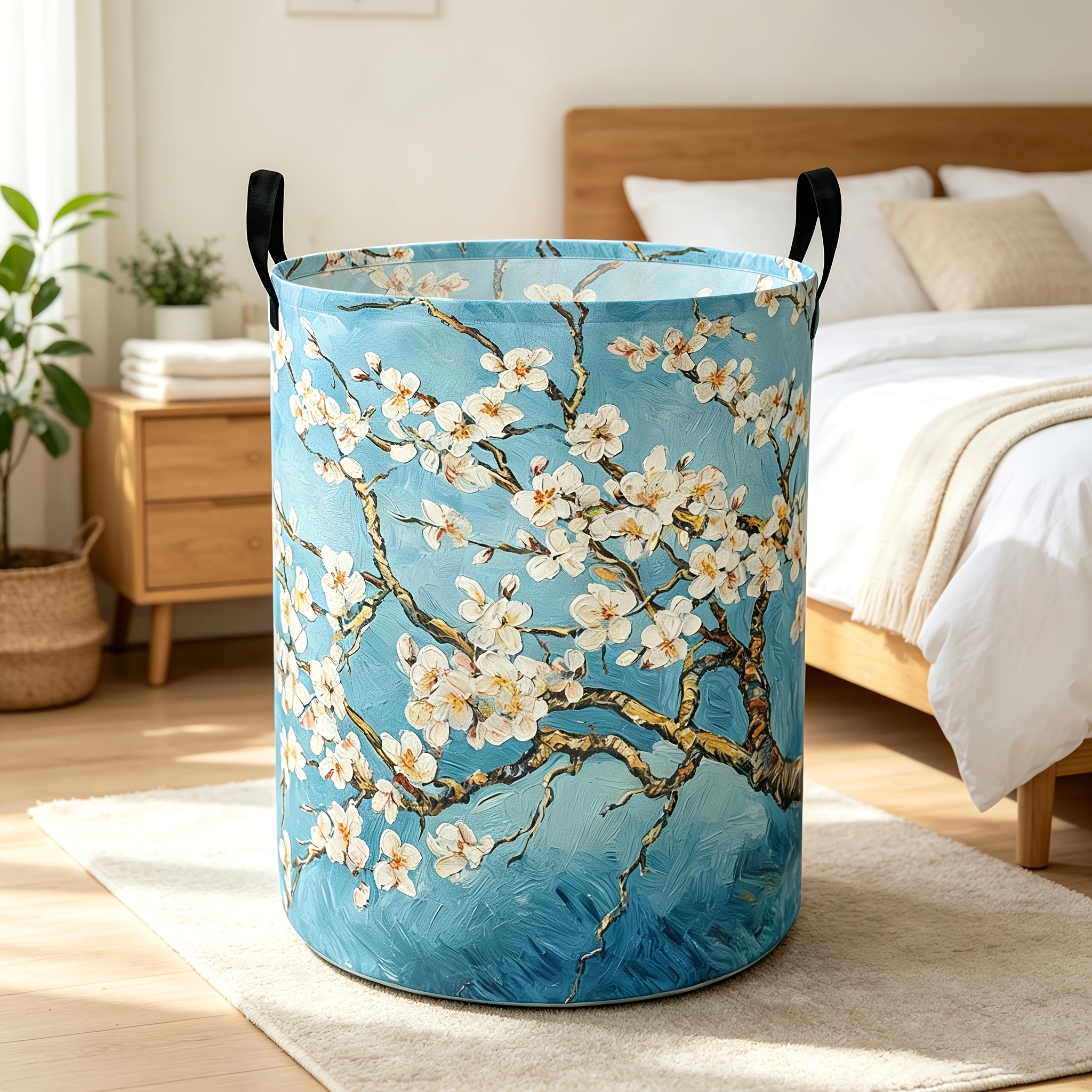 TEMU 1-pack Laundry Basket, Vintage Apricot Lightweight Storage Basket, Foldable Dirty Clothes Organizer, Suitable For College Dorms And Bathrooms,