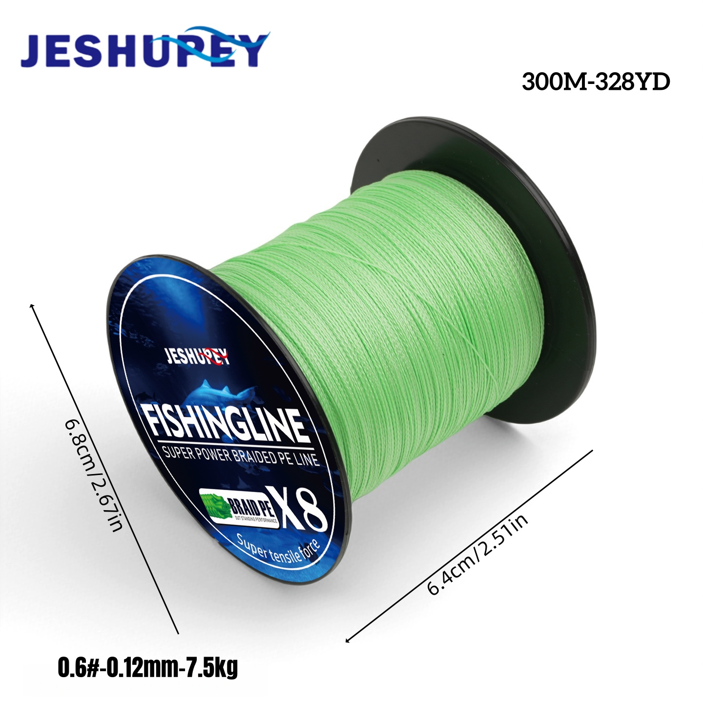 TEMU 300M/328YD 8-fach geflochtene Angelschnur aus 100% PE, entwickelt für Haltbarkeit und hohen Zugfestigkeitswert, geeignet für Salzwasser- und