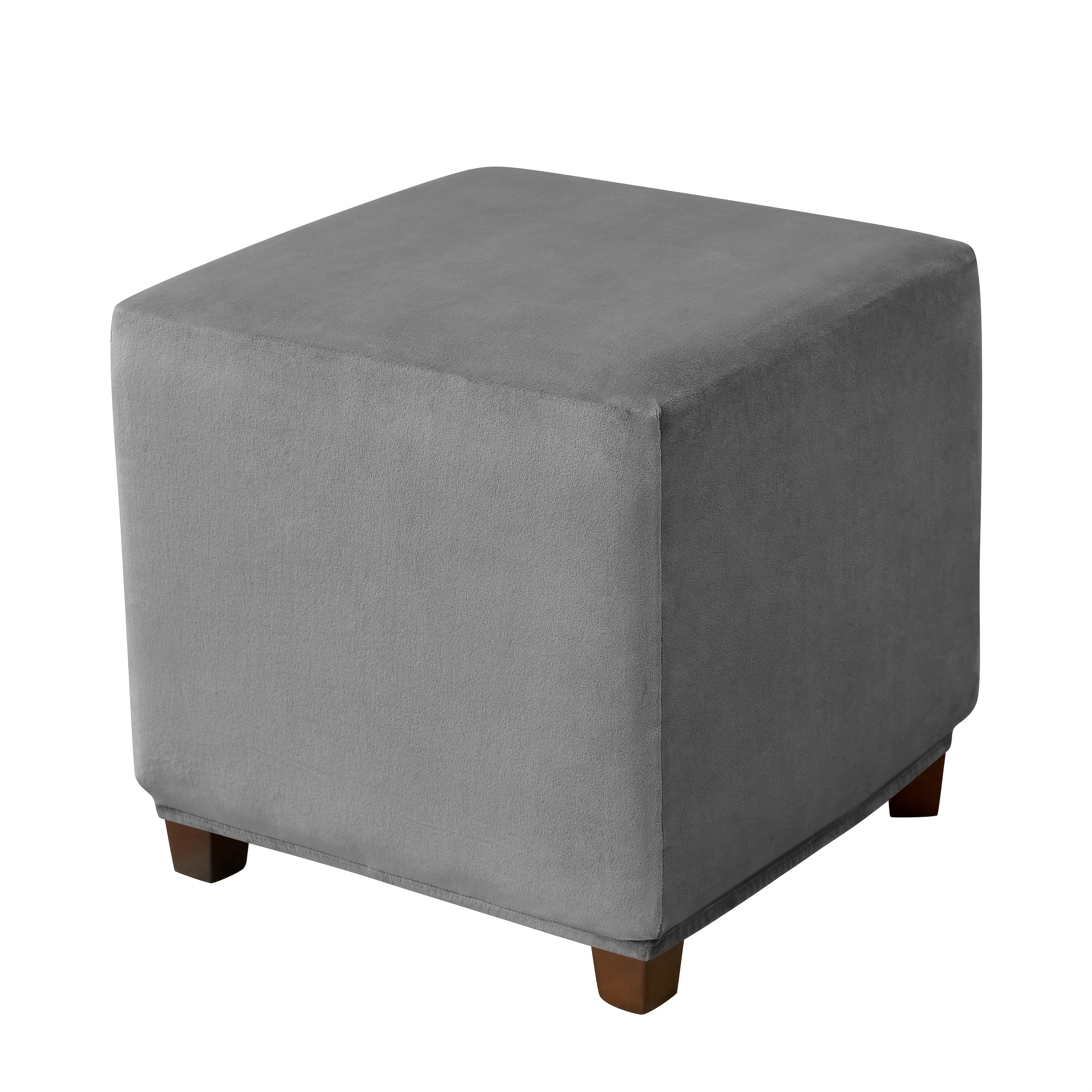 1pc Home & Hotel Elastic Super Soft Silvery Fox Plush Square Footstool Cover