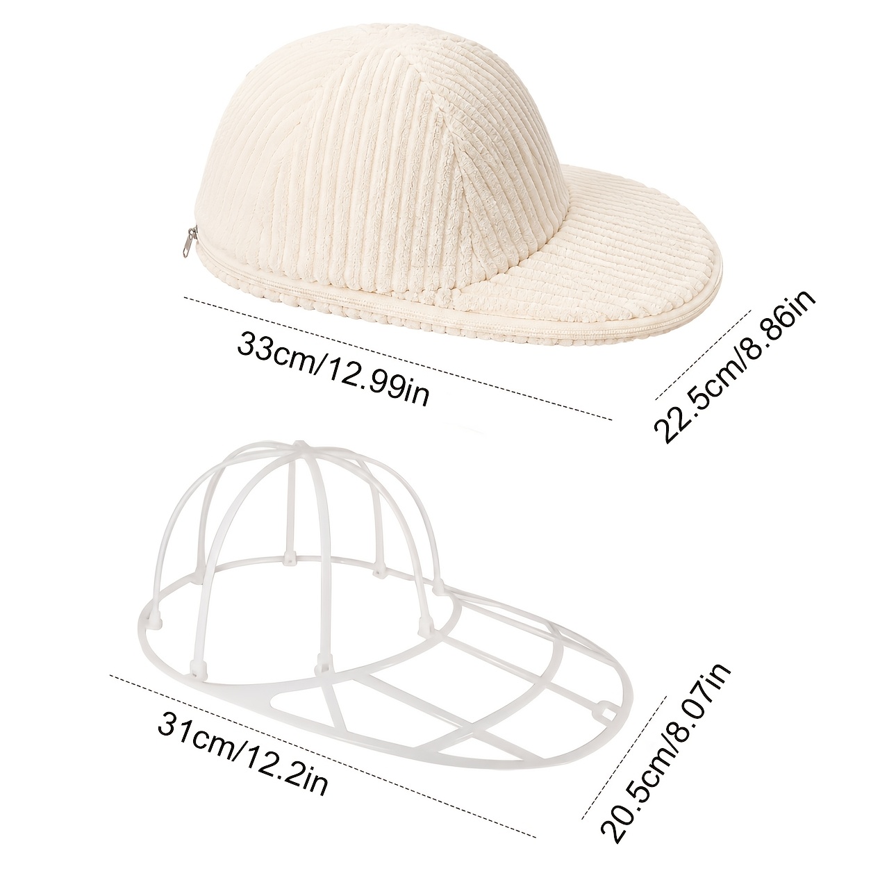TEMU Sac de lavage pour chapeau avec armature de maintien 3D, protège-lavage pour casquette de baseball avec intérieur en chenille douce pour un