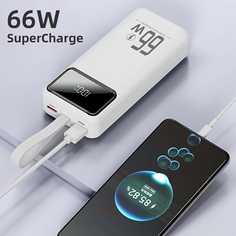 Image of 50000mah Power Bank, 66w Super Fast Charge, With A Lanyard For Easy Carrying, Suitable For Iphone, Devices, Emergency Power Supply, Safe Lithium Polymer Battery, Portable Power Bank