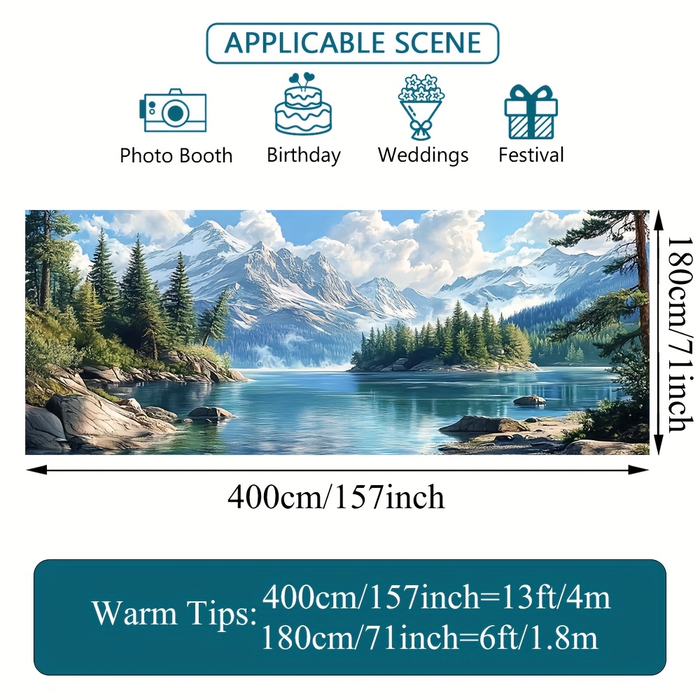 TEMU 2d Door Banner 1pc Lake Scenery Garage Door Banner - 2d Flat Printing Polyester Fabric, , No Power Required, Outdoor Decorations, Photo Ops, And
