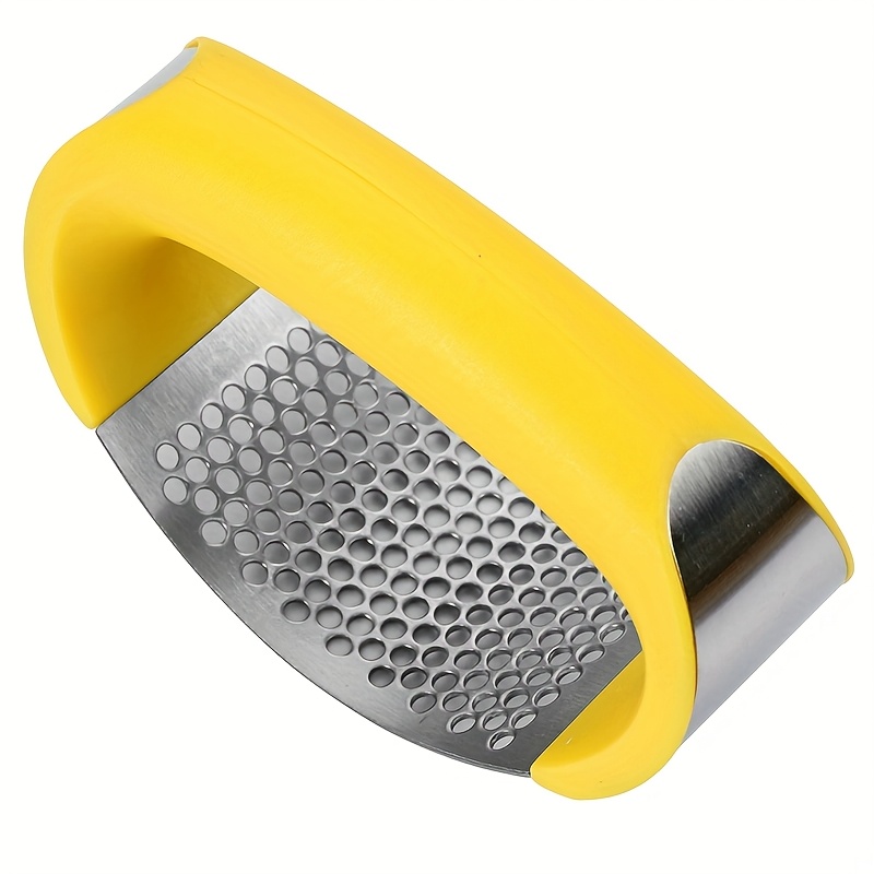 Stainless Steel Garlic Press with Arc-Shaped Design for Easy Mashing