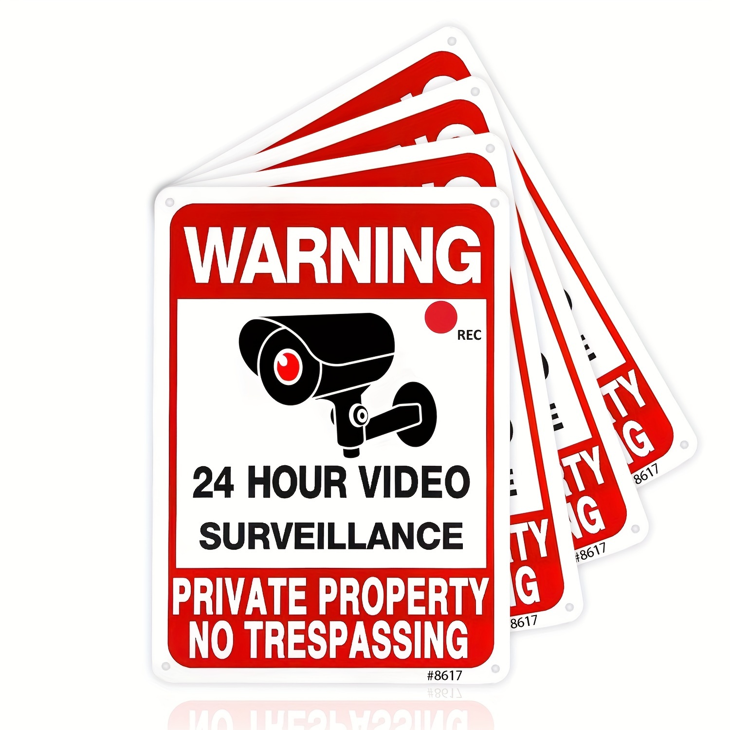 

4-pack Dxsign Aluminum No Trespassing Signs, 7x10 Inch, 24 Hour Video Surveillance Warning Signs For Home And Garden, Entryway Security Camera Signs For