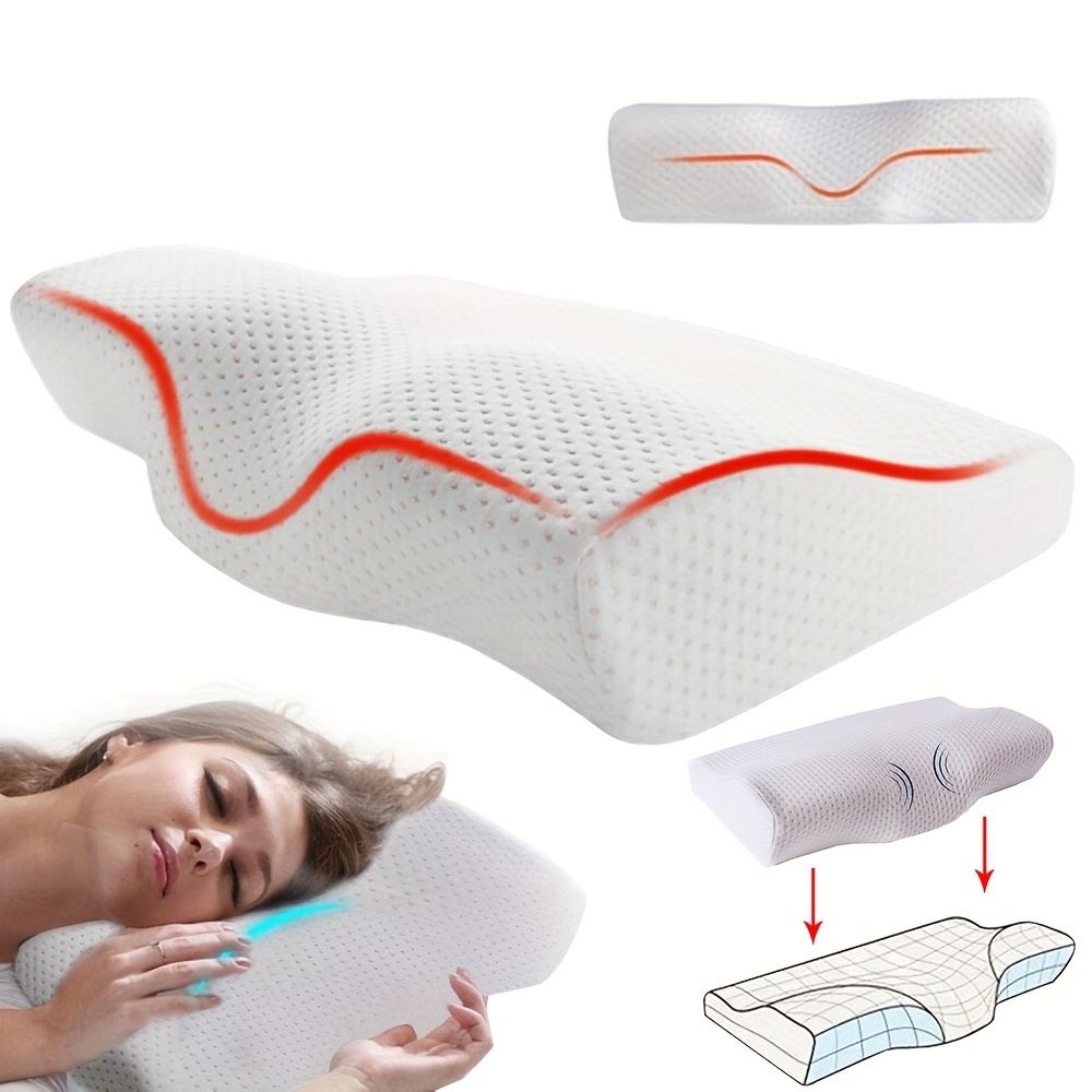 TEMU Tragbares weißes orthopädisches Kissen für Kopf, Nacken Rückenunterstützung, Reisekissen,Minimalistischer Stil,Atmungsaktives Gewebe,Weiche