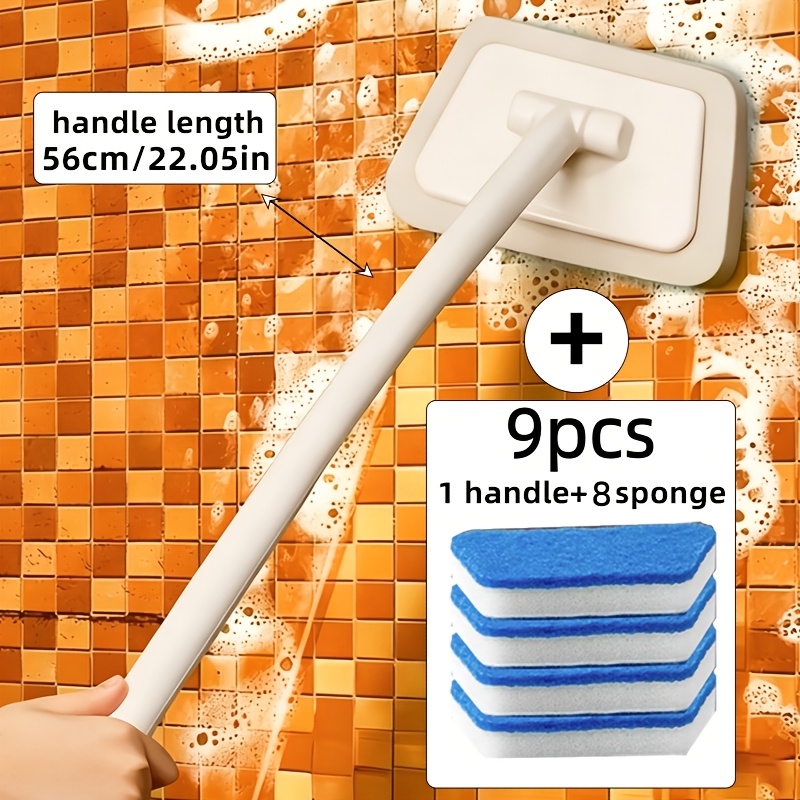 TEMU Multi-functional Bathroom Cleaning Brush Set, 1 Handle With 8 Detachable Brush Heads, Long-, An Essential Tool For Household Cleaning, Floor