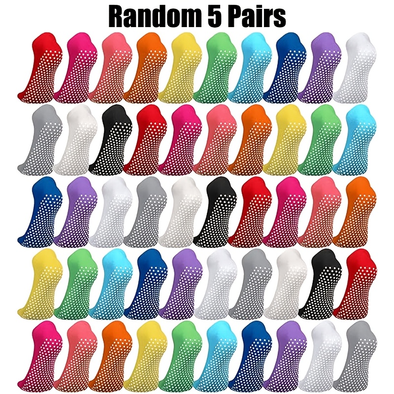 TEMU Random 5/10 Pairs Anti-slip Socks, With Colored Anti-slip Ankle Socks, Suitable For Men And Women's Sports Yoga, Bright Colors