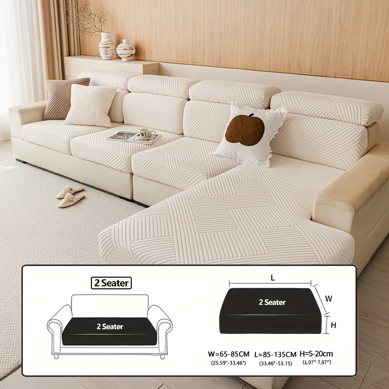 TEMU 1 pièce Housse de canapé extensible géométrique multicolore, en tissu à haute élasticité avec motif jacquard géométrique. S' parfaitement