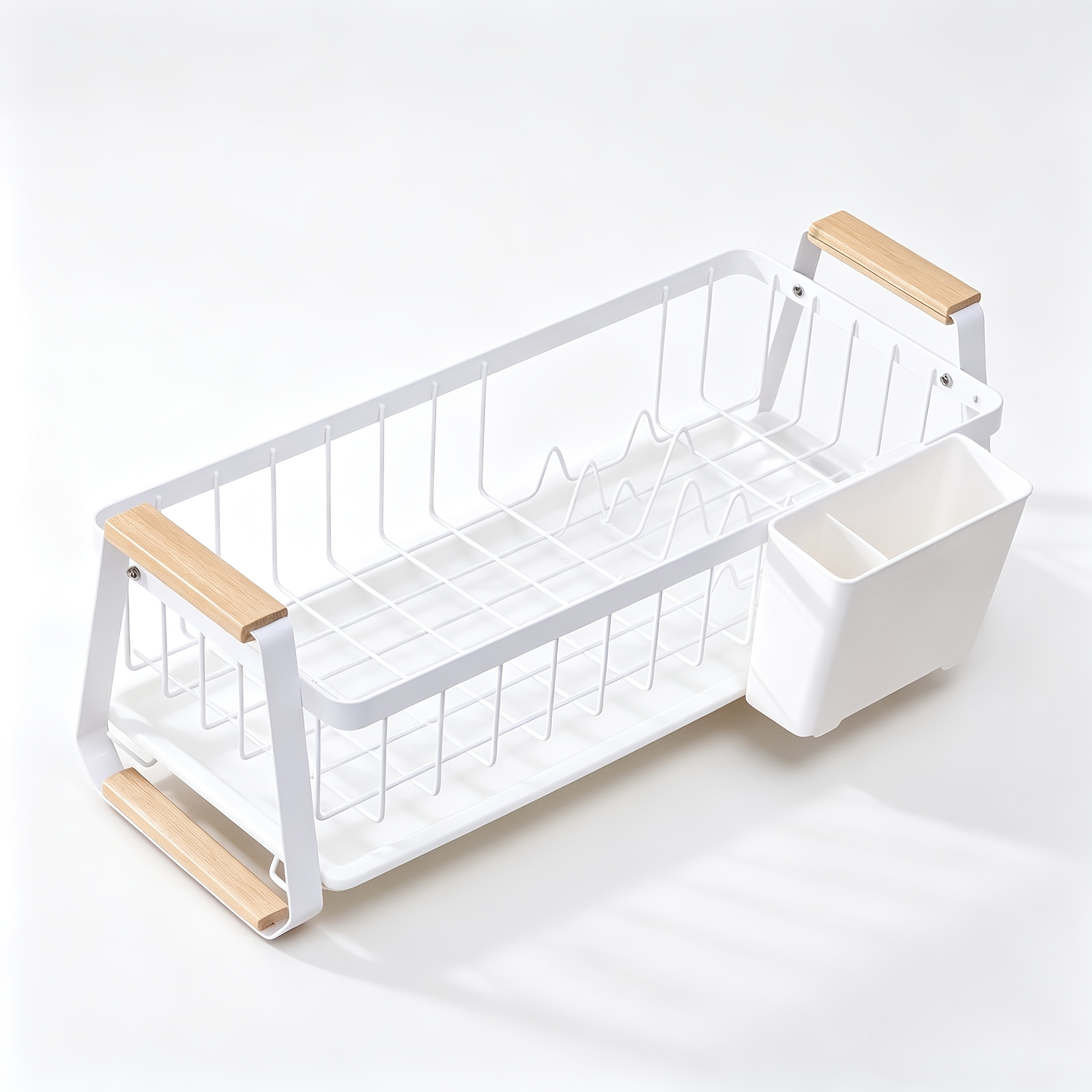 Image of Kitchen Countertop Dish Rack, Dish Drain Rack, Dish Drying Rack With Drain Tray And Detachable Utensil Rack, Narrow Design, Suitable For Kitchen Sink