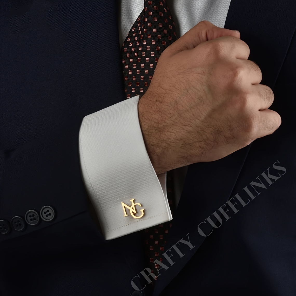 

Custom Engraved Stainless Steel Cufflinks - Elegant Double Letter Design For Men's Suits & Shirts, Perfect Gift Idea