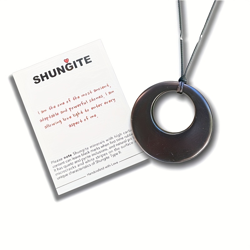 TEMU Collar con colgante minimalista de Shungite geométrico con forma de , , anillo, ovalado, , lunar y hoja, Shungite tipo II, joyería versátil
