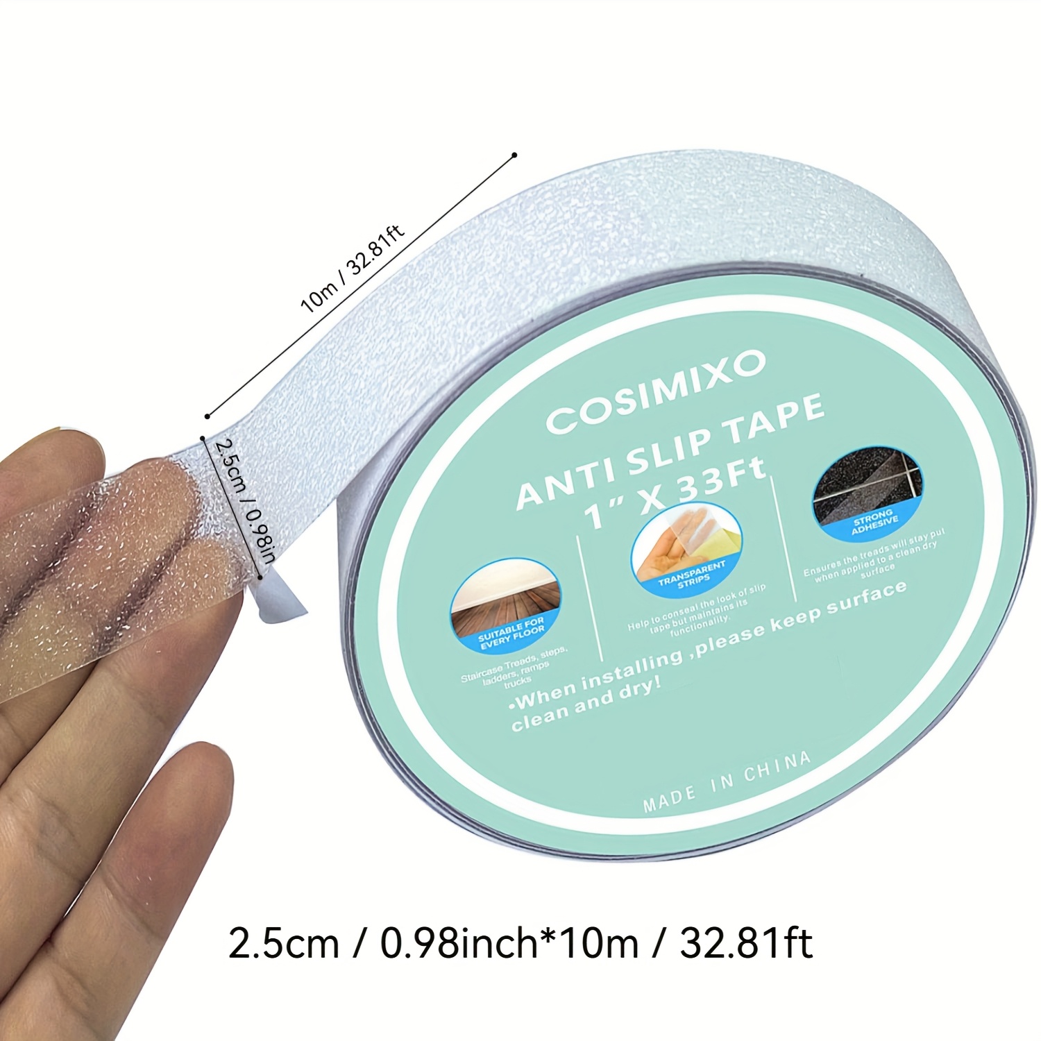 E-shop 1 Rolle Transparentes -Rutsch-Band, Wasserdichtes Rutschfestes Treppenband, Traktionsband für Boote, Treppen, Pools, Badezimmer,