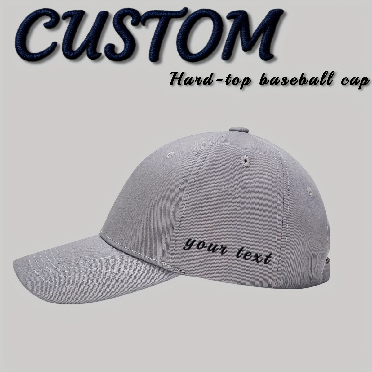 Custom Baseball Cap, Personalized Text Adjustable Hat