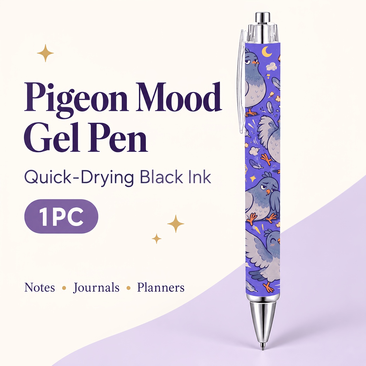 TEMU 1pc Pigeon Gel Pen, Design, Retractable Quick-drying Black Ink Pen For Journals, Planners & Office Gifts
