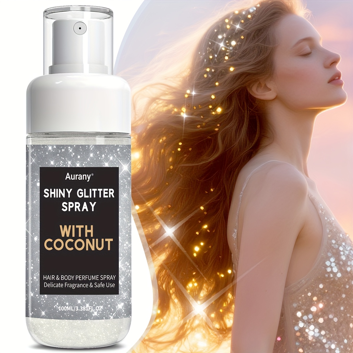 Shiny Glitter Spray, Summer Shiny Spray * Moisturizing for All Hair/Skin,  for * & Dates, for Her Gift * Fragranc