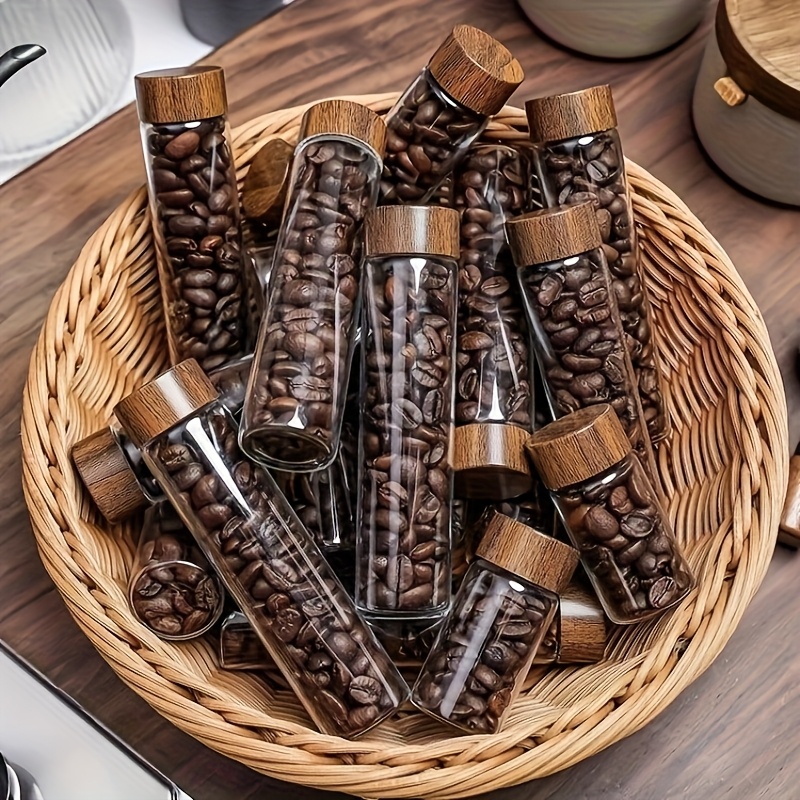 2/4/8 piezas de frascos de vidrio de grado alimenticio de 10ML/20ML/30ML para almacenamiento (con tapas de plástico) - Mini recipientes sellados multifuncionales GSIGD, ideales para guardar especias, condimentos, granos de café, flores secas y hojas de té, adecuados para polvos secos, joyería