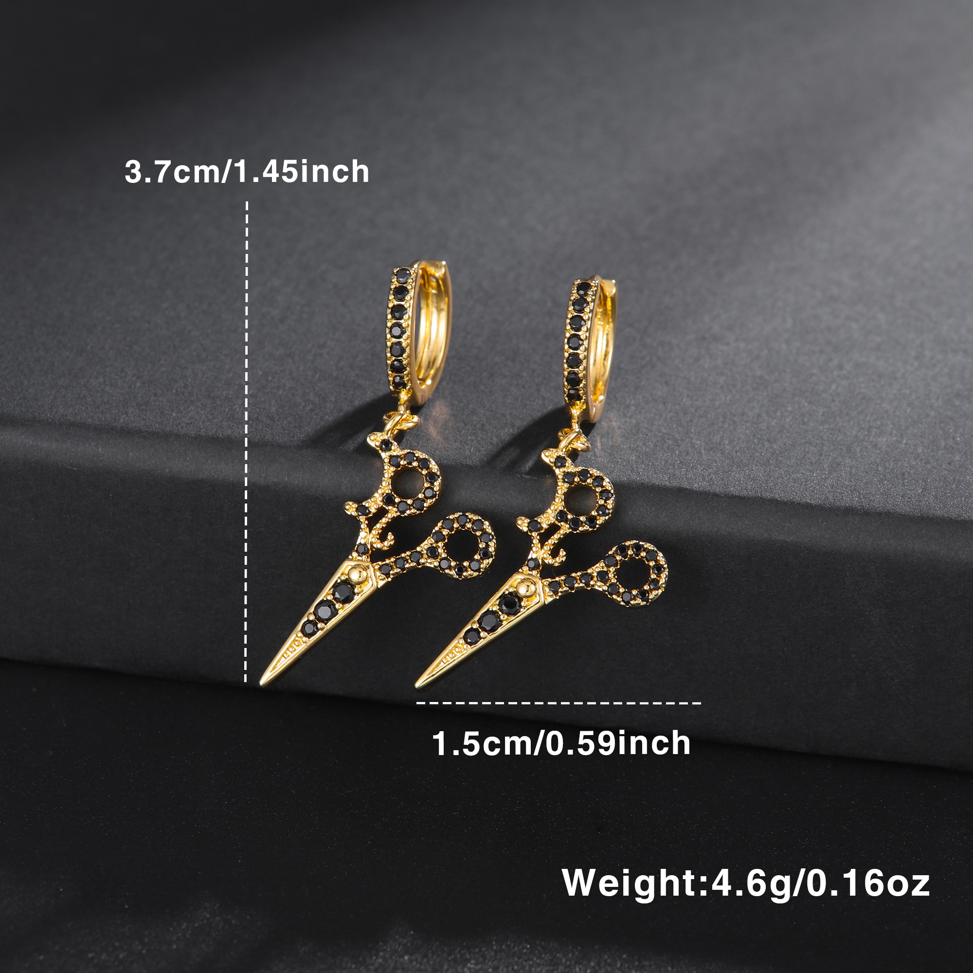 2pcs Gold-Plated Scissor Ear Cuffs, Unisex Punk Style