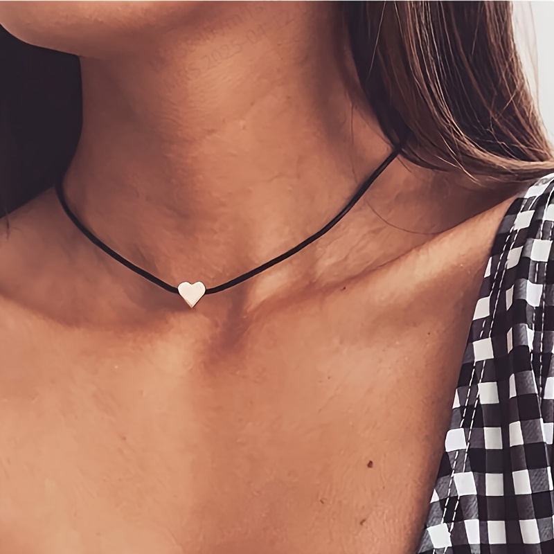TEMU Collar minimalista con de amor, collar de cuerda, collar de cuello para mujer, collar de clavícula