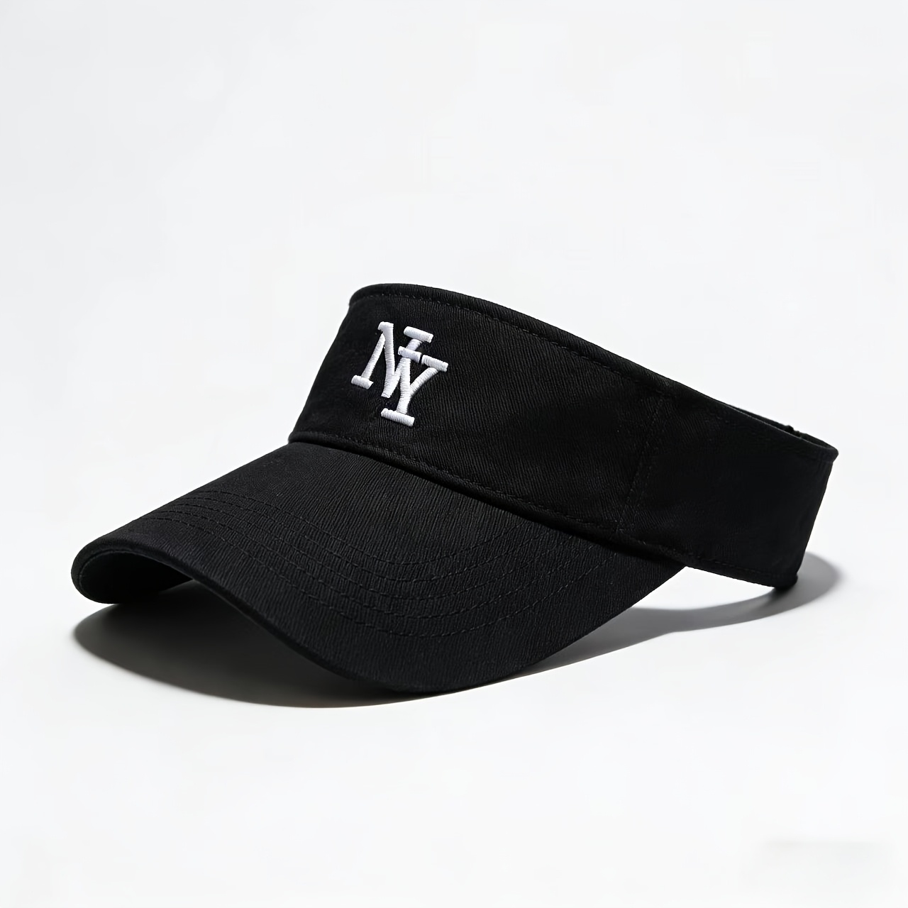 TEMU Visière NY Brodée Unisexe Printemps/Été, Style Sport de , Couleur Unie Simple, de Tête Réglable, Convient pour , le Tennis, le Fitness et les