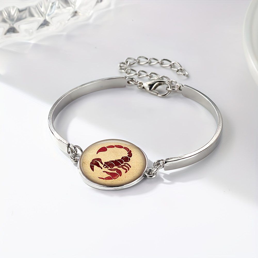 Adjustable Length White Glass Scorpion Design Bracelet